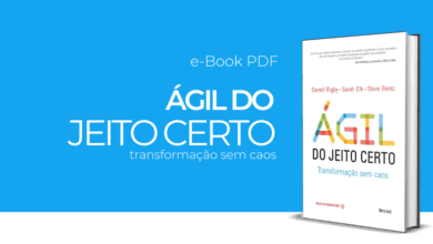 Capa do livro 'Ágil do jeito certo': três autores sorrindo e segurando o livro, com o título em destaque